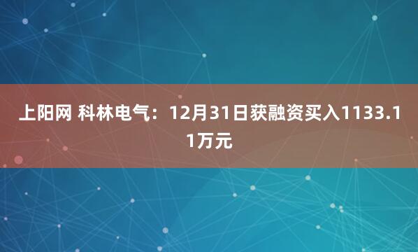 上阳网 科林电气：12月31日获融资买入1133.11万元